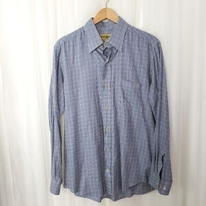 Paul Stuart 100% cotton button down shirt plaid blue green size large